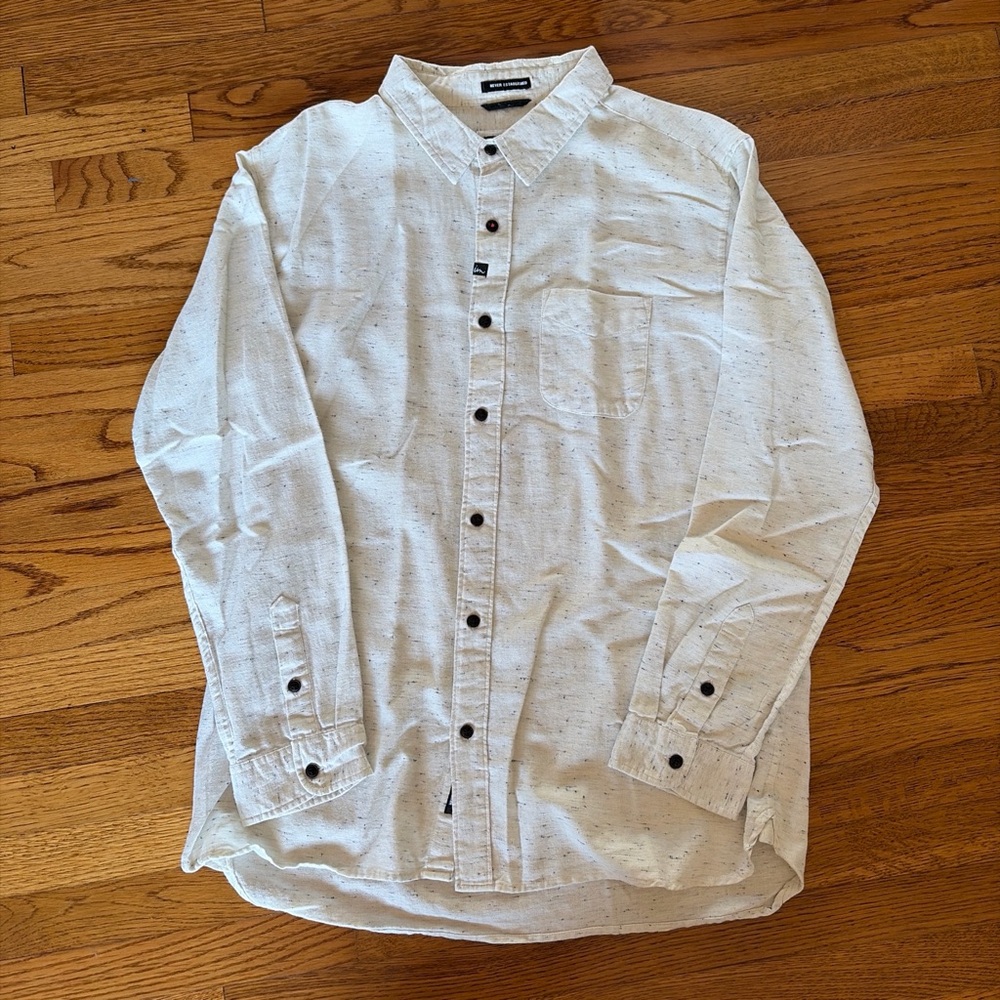 Men's White Speckled Button-Up Shirt